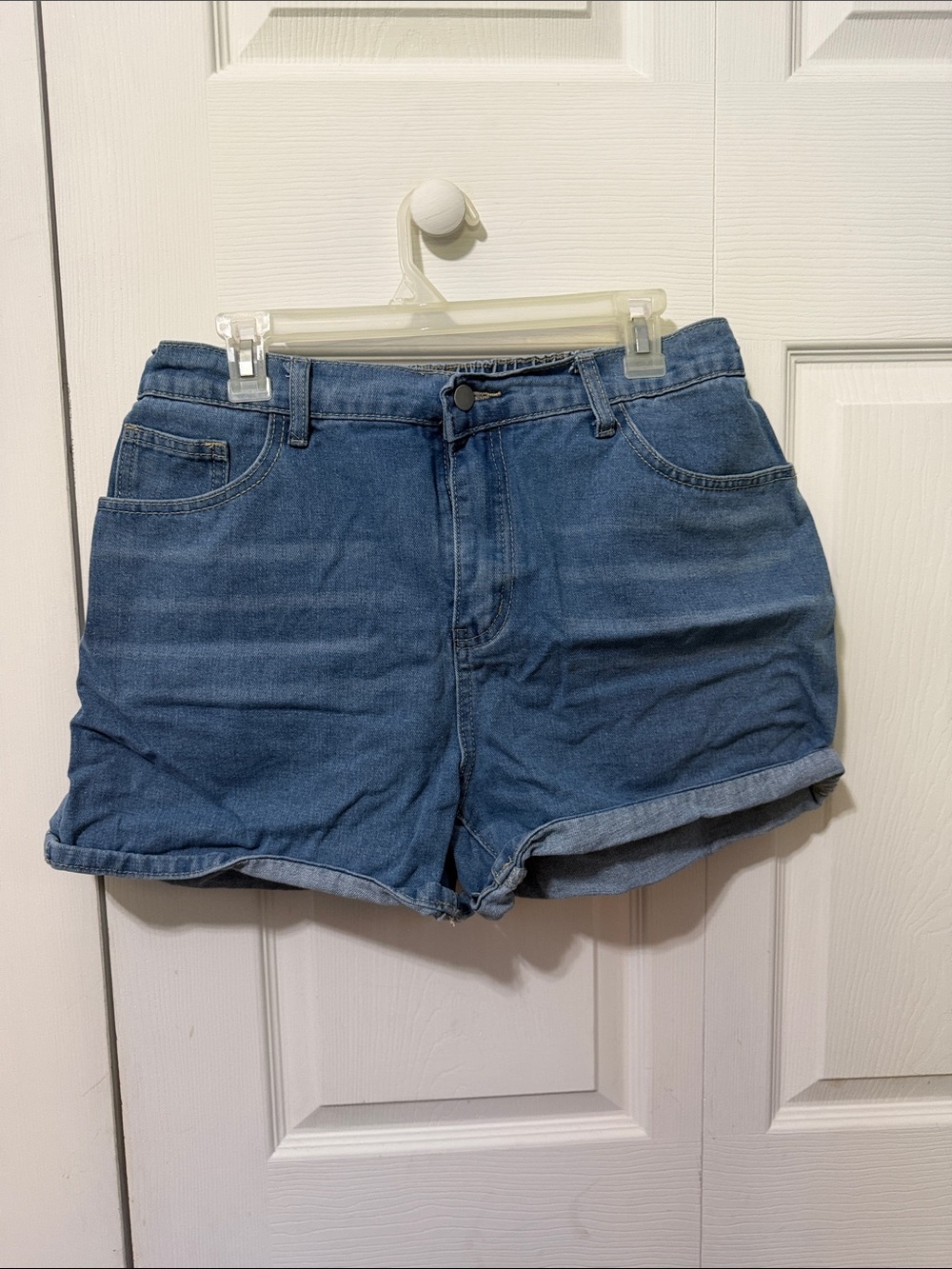 Classic High-Rise Denim Shorts - Blue